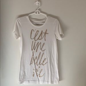 J Crew White collection Cest une belle vie T shirt